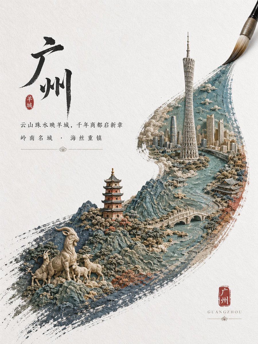 中国城市水墨风海报