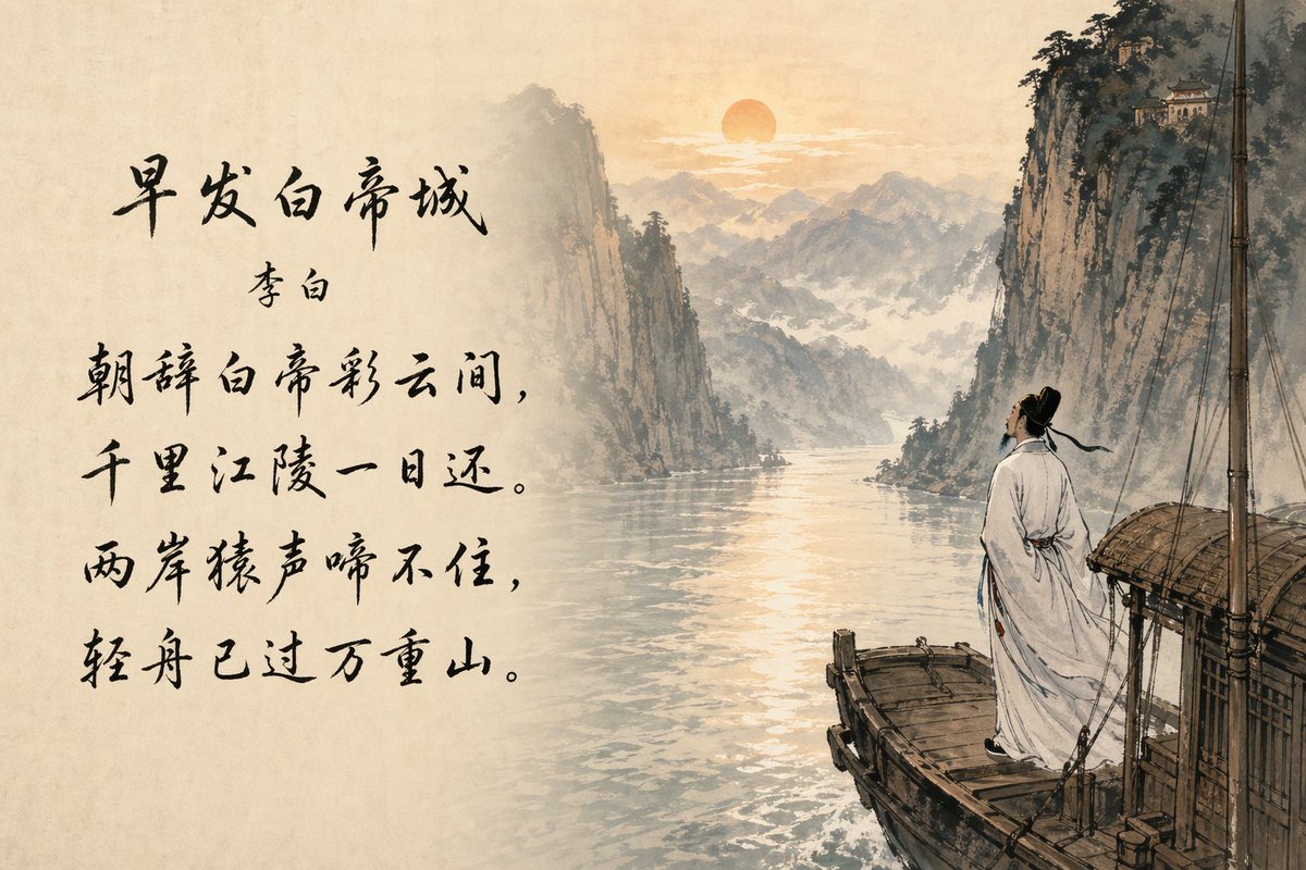 中国古典诗词山水画卷