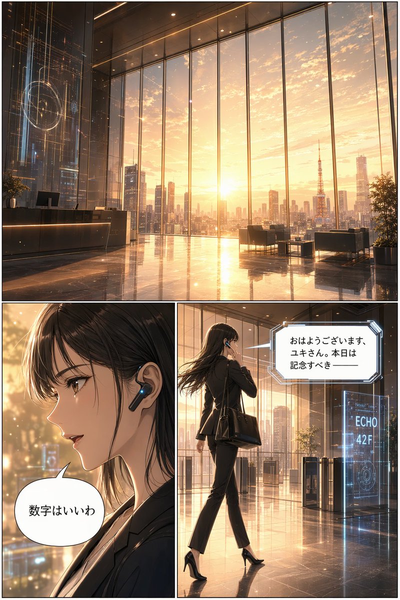 Futuristic Corporate 3-Panel Manga Page