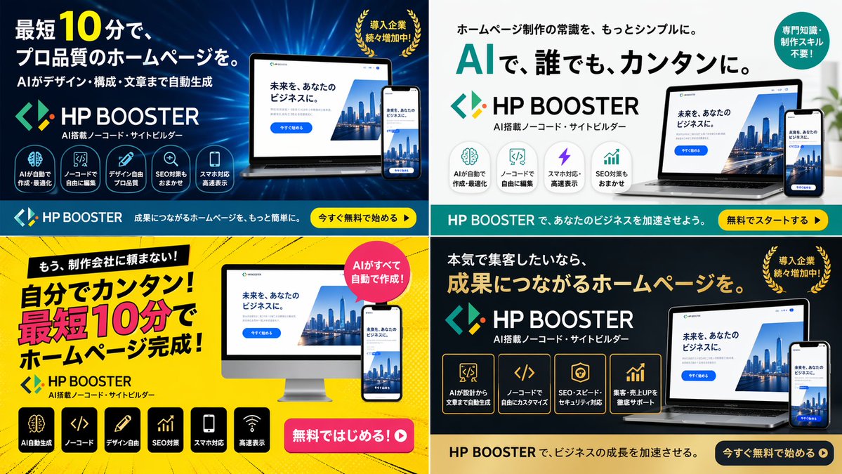 4-Panel SaaS Ad Banner Variations