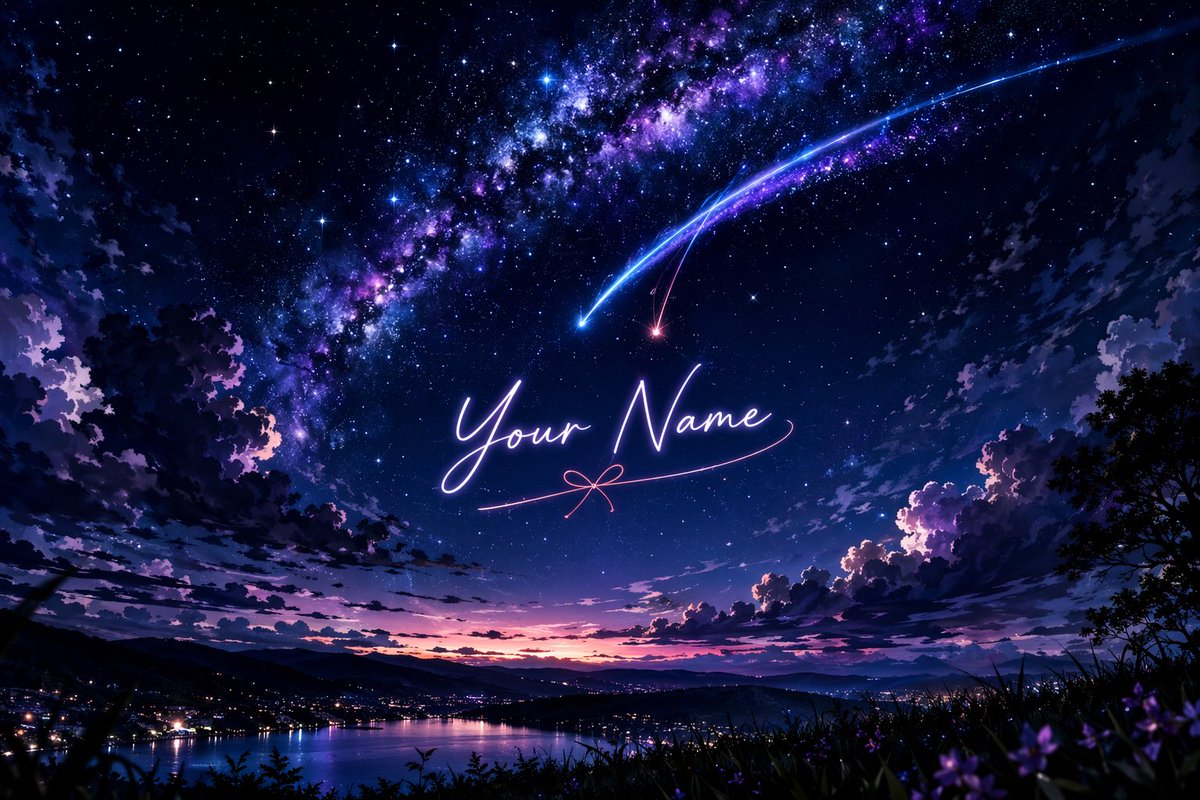 动漫风格星空与自定义文字