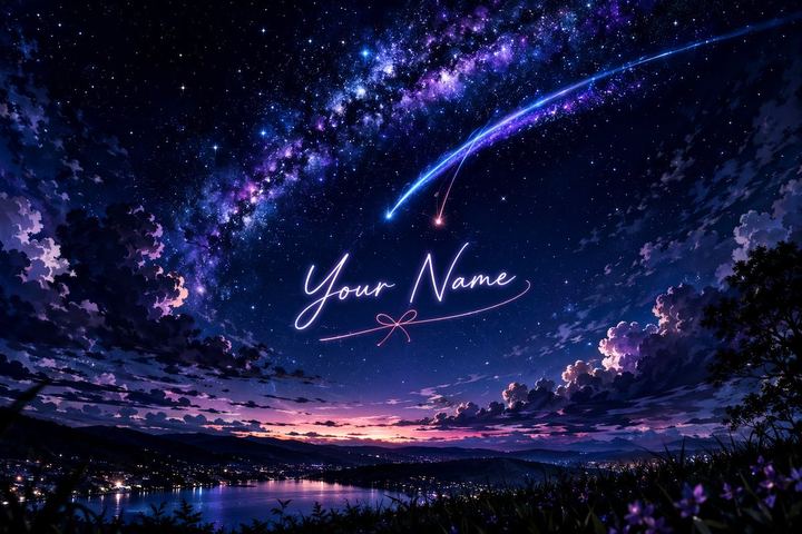 动漫风格星空与自定义文字