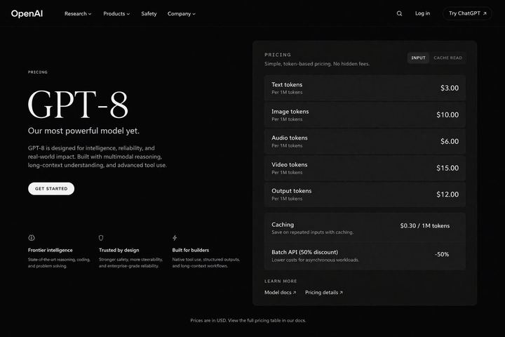 深色模式 AI API 定价页面模型