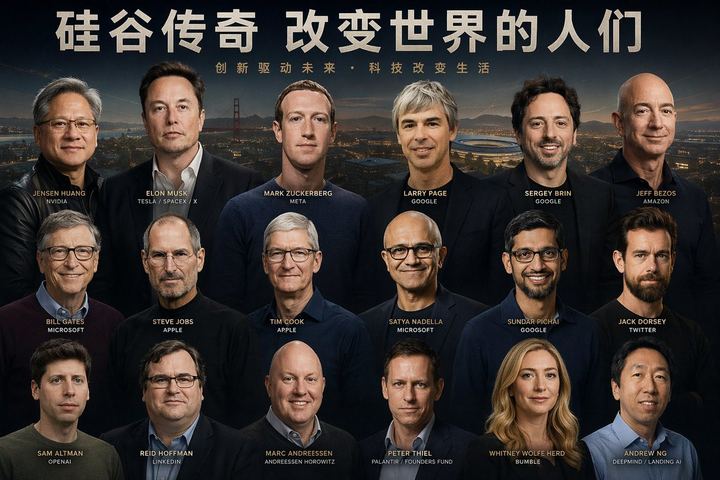 带有面部识别功能的科技领袖海报