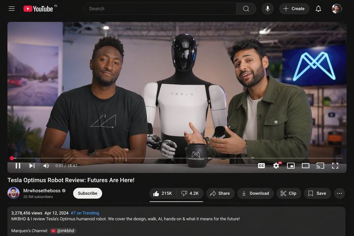 YouTube 视频界面模型