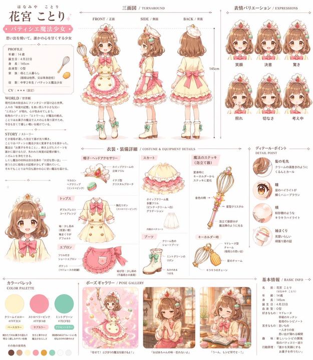动漫魔法少女角色参考图表