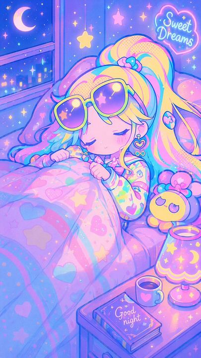 复古动漫风柔和色调睡眠场景
