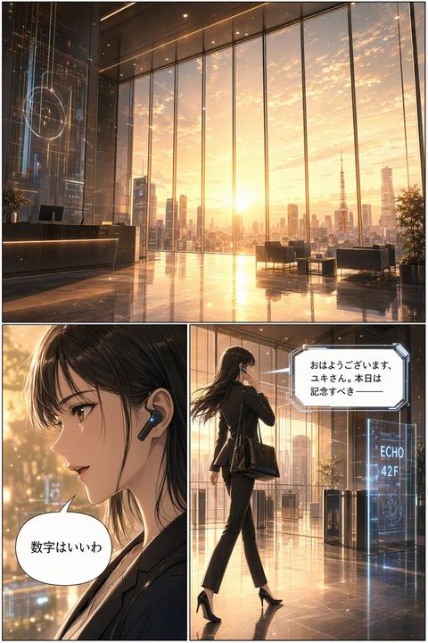 Futuristic Corporate 3-Panel Manga Page