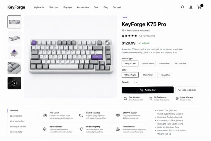 机械键盘产品页面模型