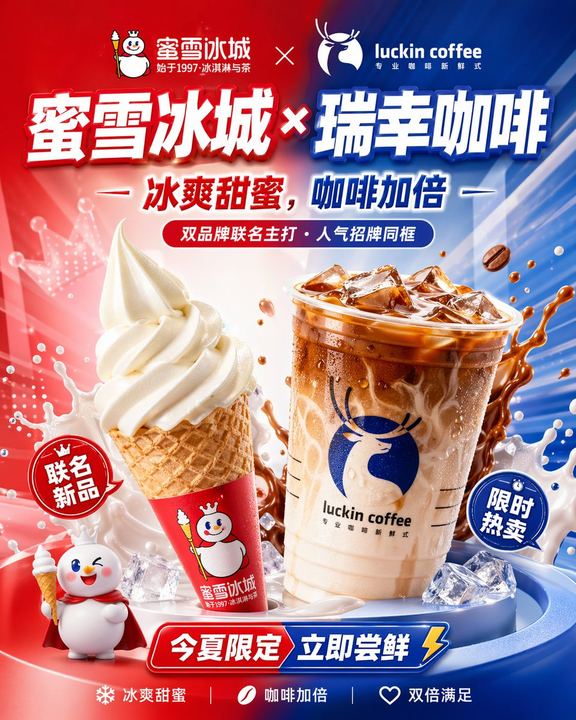 中式联名夏季饮品海报