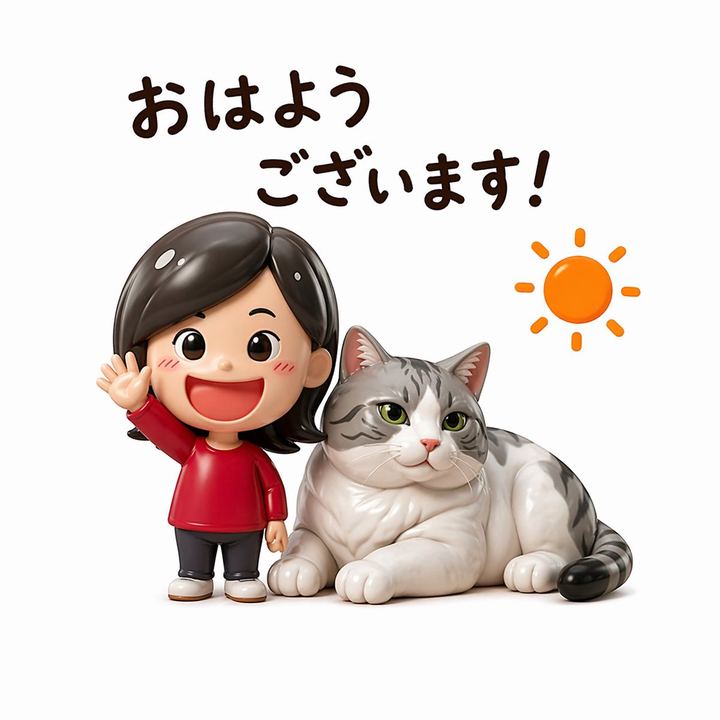可爱早安问候人偶贴纸