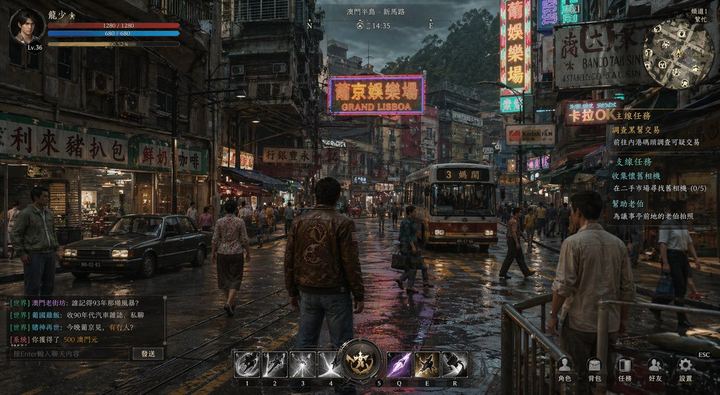 雨夜霓虹澳门 RPG 游戏截图