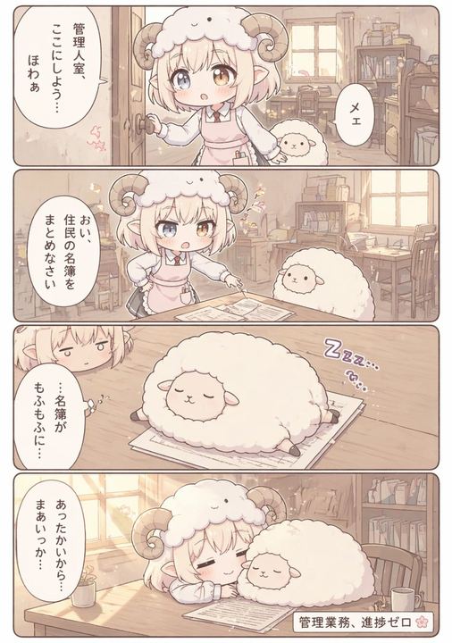 可爱的羊角少女办公室漫画页