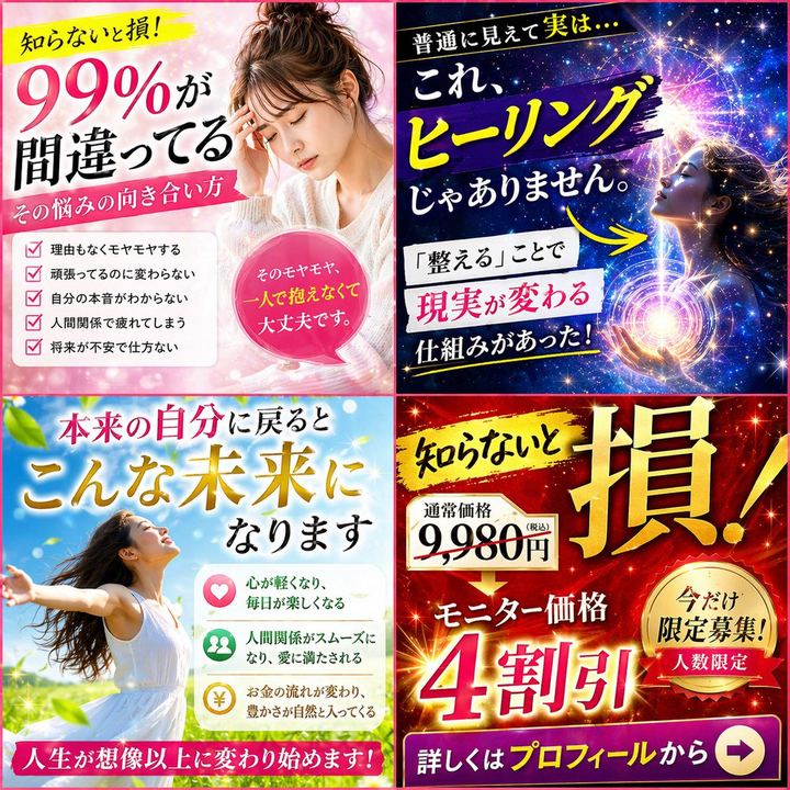 日式四格治愈系广告拼图