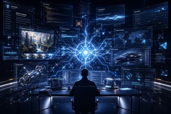 高端未来感 AI 工作空间