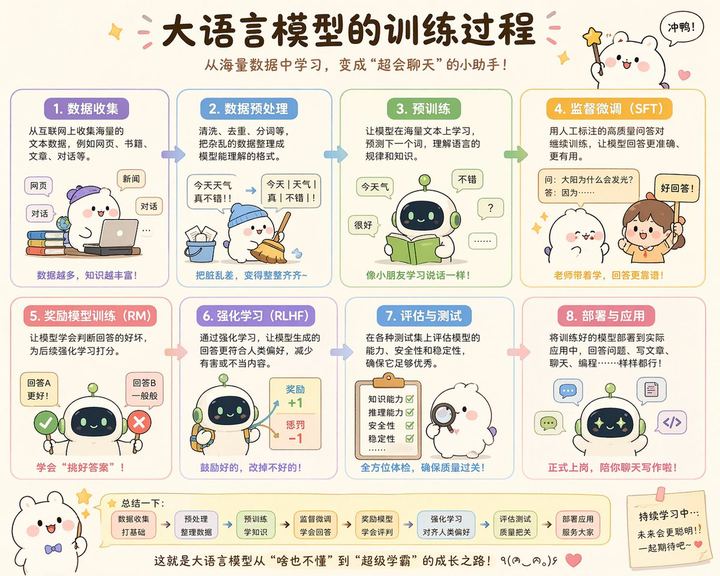 可爱的中文大语言模型训练流程图