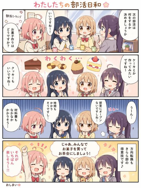 可爱的四格校园社团漫画