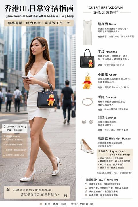 香港办公室女性穿搭信息图