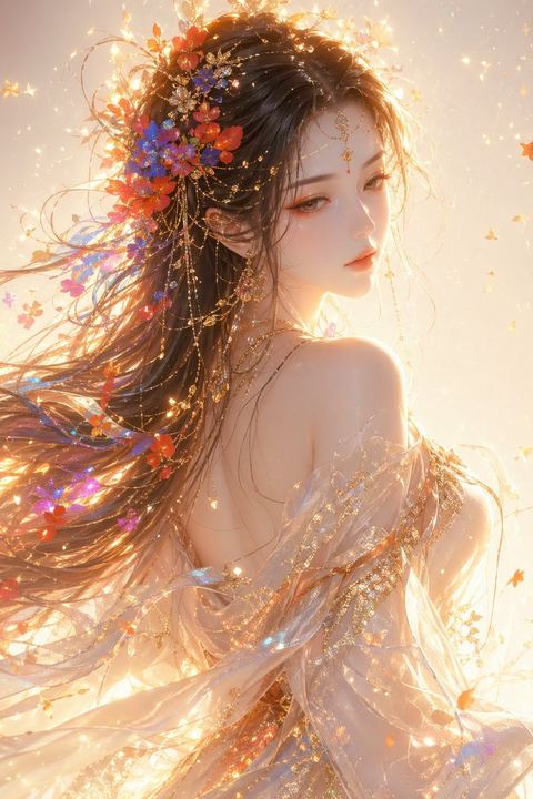 东方奇幻女性肖像提示词