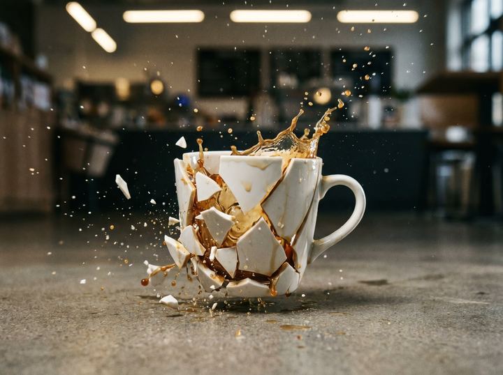 高速破碎咖啡杯