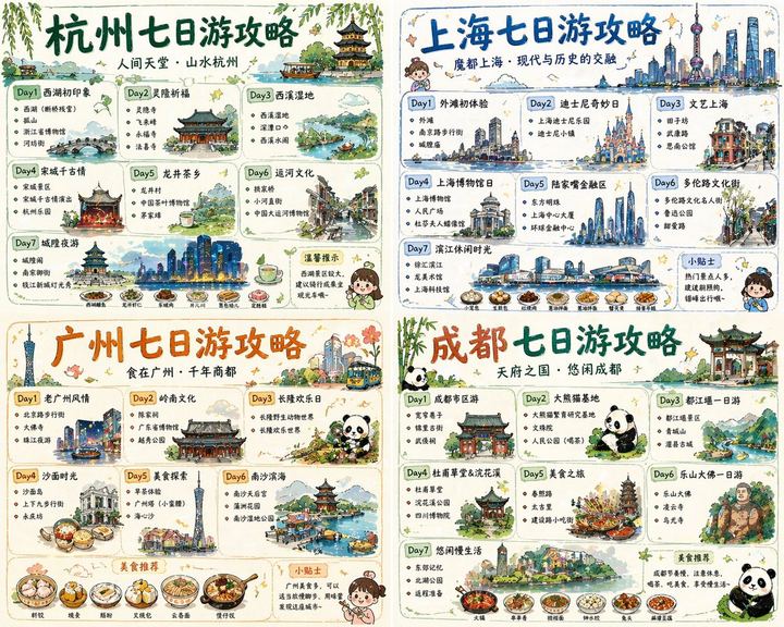 四城中国旅行指南海报套装