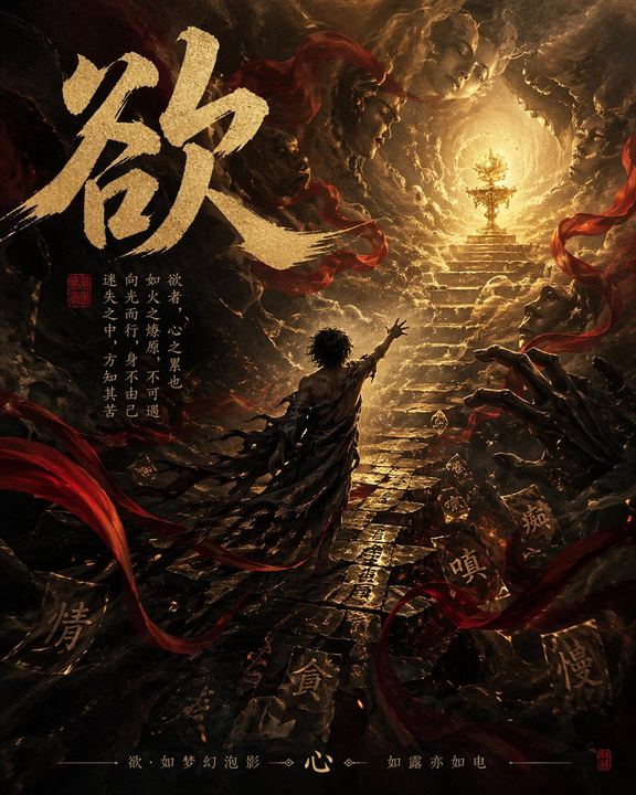 暗黑风中国神话“欲”主题海报