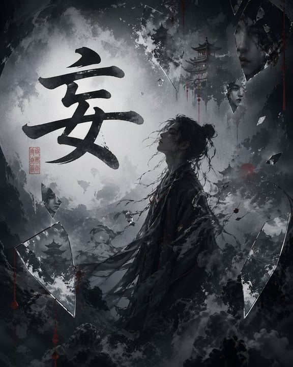 中式书法暗黑奇幻海报