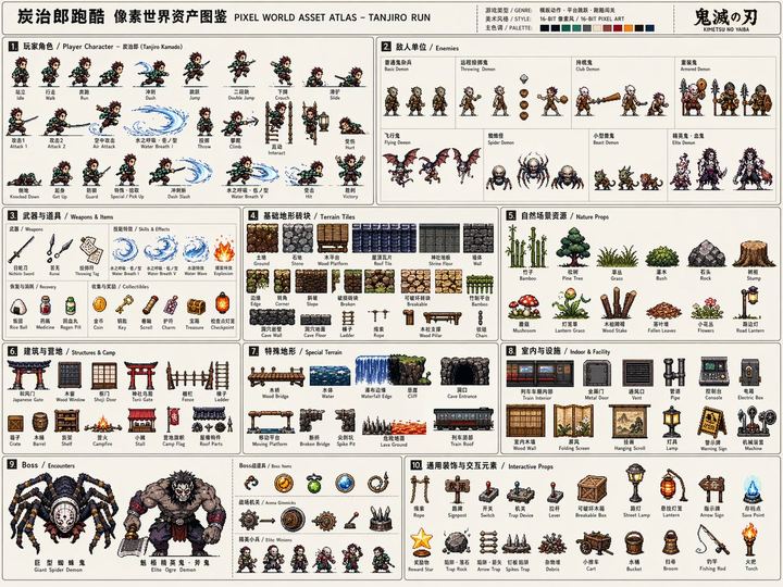 像素游戏资产图集模板
