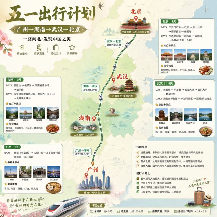 中国五一铁路旅行信息图