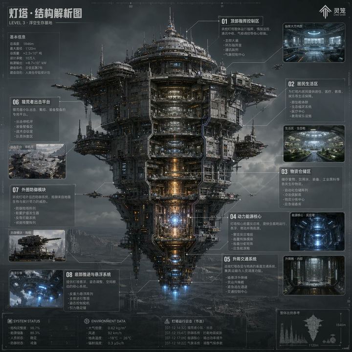 科幻灯塔结构解析图