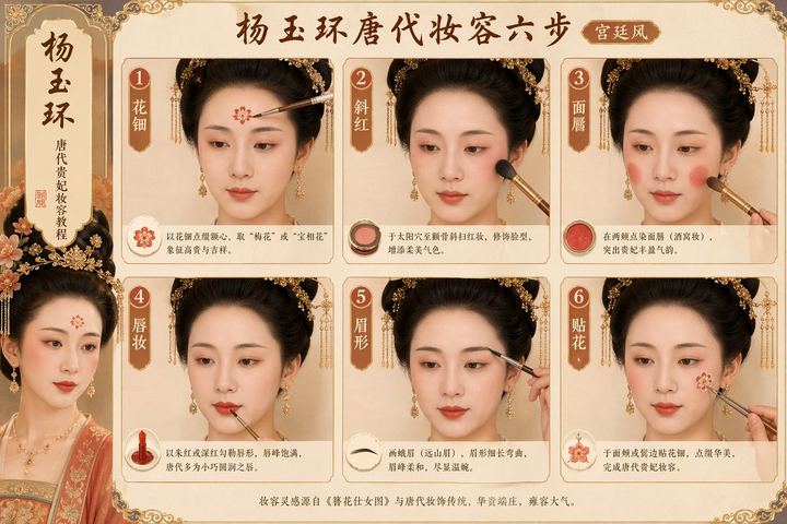 唐代妆容步骤提示词
