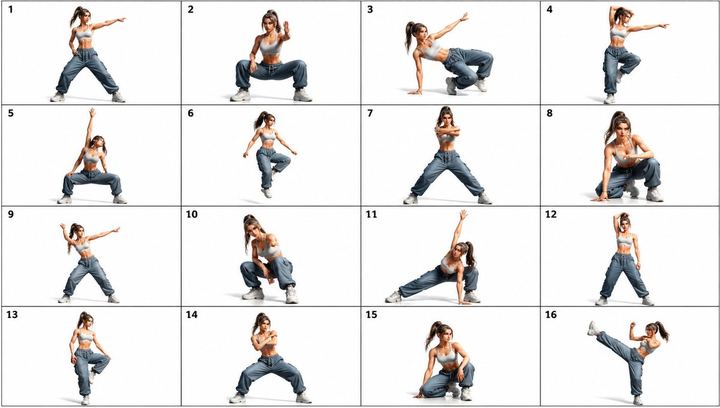 16 宫格舞蹈姿势参考表