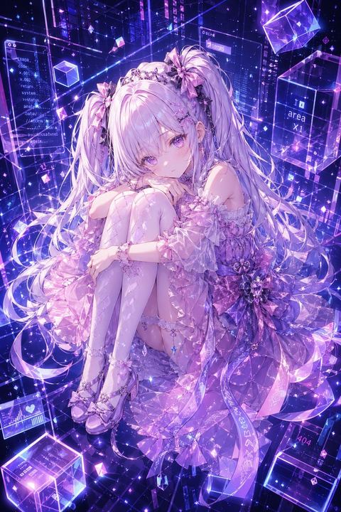 赛博水晶动漫少女肖像