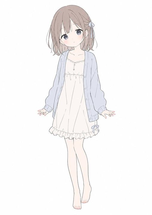 柔和粉彩动漫少女全身像